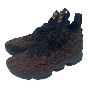 Lebron 15 Nike 8.5 Men's Multicolor Knit Basketball Sneakers - Black/Red/Green